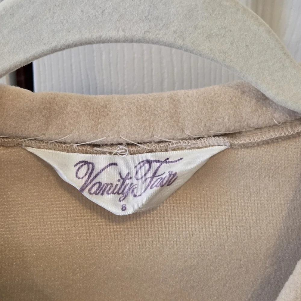 Vtg Vanity Fair Cheetah Print Fleece Robe Dressing Gown Size 8 Long Sleeve Beige